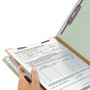 Smead Pressboard Classification Folders, Four SafeSHIELD Fasteners, 2/5-Cut Tabs, 1 Divider, Letter Size, Gray-Green, 10/Box View Product Image