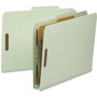 Smead Pressboard Classification Folders, Four SafeSHIELD Fasteners, 2/5-Cut Tabs, 1 Divider, Letter Size, Gray-Green, 10/Box View Product Image