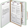 Smead Pressboard Classification Folders, Four SafeSHIELD Fasteners, 2/5-Cut Tabs, 1 Divider, Letter Size, Gray-Green, 10/Box View Product Image