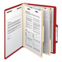 Smead Top Tab Classification Folders, Six SafeSHIELD Fasteners, 2" Expansion, 2 Dividers, Letter Size, Red Exterior, 10/Box View Product Image