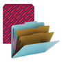 Smead Six-Section Pressboard Top Tab Classification Folders, Six SafeSHIELD Fasteners, 2 Dividers, Letter Size, Blue, 10/Box View Product Image