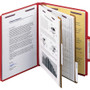 Smead Six-Section Pressboard Top Tab Classification Folders, Six SafeSHIELD Fasteners, 2 Dividers, Letter Size, Bright Red, 10/Box View Product Image