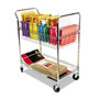 Alera Carry-all Mail Cart, Metal, 1 Shelf, 1 Bin, 34.88" x 18" x 39.5", Silver View Product Image
