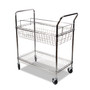Alera Carry-all Mail Cart, Metal, 1 Shelf, 1 Bin, 34.88" x 18" x 39.5", Silver View Product Image