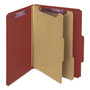 Smead Pressboard Classification Folders, Six SafeSHIELD Fasteners, 2/5-Cut Tabs, 2 Dividers, Letter Size, Red, 10/Box View Product Image