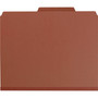 Smead Pressboard Classification Folders, Six SafeSHIELD Fasteners, 2/5-Cut Tabs, 2 Dividers, Letter Size, Red, 10/Box View Product Image