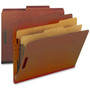 Smead Pressboard Classification Folders, Six SafeSHIELD Fasteners, 2/5-Cut Tabs, 2 Dividers, Letter Size, Red, 10/Box View Product Image