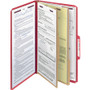 Smead Six-Section Pressboard Top Tab Classification Folders, Six SafeSHIELD Fasteners, 2 Dividers, Legal Size, Bright Red, 10/Box (SMD19031) View Product Image