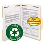Smead Recycled Top Tab Fastener Folders, 1/3-Cut Tabs: Assorted, 0.75" Expansion, 2 Fasteners, Letter Size, Manila Exterior, 50/Box View Product Image