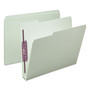 Smead Recycled Pressboard Fastener Folders, 1/3-Cut Tabs, Two SafeSHIELD Fasteners, 2" Expansion, Letter Size, Gray-Green, 25/Box View Product Image