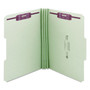 Smead Recycled Pressboard Fastener Folders, 1/3-Cut Tabs, Two SafeSHIELD Fasteners, 3" Expansion, Letter Size, Gray-Green, 25/Box View Product Image