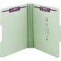 Smead Recycled Pressboard Fastener Folders, 1/3-Cut Tabs, Two SafeSHIELD Fasteners, 3" Expansion, Letter Size, Gray-Green, 25/Box View Product Image