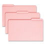 Smead Reinforced Top Tab Colored File Folders, 1/3-Cut Tabs: Assorted, Legal Size, 0.75" Expansion, Pink, 100/Box View Product Image