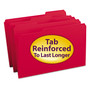Smead Reinforced Top Tab Colored File Folders, 1/3-Cut Tabs: Assorted, Legal Size, 0.75" Expansion, Red, 100/Box View Product Image