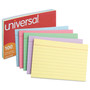 Universal Index Cards, Ruled, 5 x 8, Assorted, 100/Pack (UNV47256) View Product Image