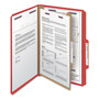 Smead Four-Section Pressboard Top Tab Classification Folders, Four SafeSHIELD Fasteners, 1 Divider, Legal Size, Bright Red, 10/Box (SMD18731) View Product Image