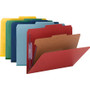 Smead Four-Section Pressboard Top Tab Classification Folders, Four SafeSHIELD Fasteners, 1 Divider, Legal Size, Bright Red, 10/Box (SMD18731) View Product Image