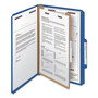 Smead Four-Section Pressboard Top Tab Classification Folders, Four SafeSHIELD Fasteners, 1 Divider, Legal Size, Dark Blue, 10/Box View Product Image