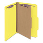 Smead Four-Section Pressboard Top Tab Classification Folders, Four SafeSHIELD Fasteners, 1 Divider, Legal Size, Yellow, 10/Box View Product Image