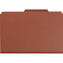 Smead Pressboard Classification Folders, Four SafeSHIELD Fasteners, 2/5-Cut Tabs, 1 Divider, Legal Size, Red, 10/Box View Product Image