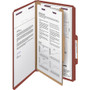 Smead Pressboard Classification Folders, Four SafeSHIELD Fasteners, 2/5-Cut Tabs, 1 Divider, Legal Size, Red, 10/Box View Product Image