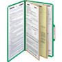 Smead Six-Section Pressboard Top Tab Classification Folders, Six SafeSHIELD Fasteners, 2 Dividers, Legal Size, Green, 10/Box View Product Image