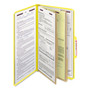 Smead Six-Section Pressboard Top Tab Classification Folders, Six SafeSHIELD Fasteners, 2 Dividers, Legal Size, Yellow, 10/Box View Product Image