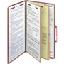 Smead Pressboard Classification Folders, Six SafeSHIELD Fasteners, 2/5-Cut Tabs, 2 Dividers, Legal Size, Red, 10/Box View Product Image