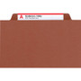 Smead Pressboard Classification Folders, Six SafeSHIELD Fasteners, 2/5-Cut Tabs, 2 Dividers, Legal Size, Red, 10/Box View Product Image