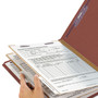 Smead Pressboard Classification Folders, Six SafeSHIELD Fasteners, 2/5-Cut Tabs, 2 Dividers, Legal Size, Red, 10/Box View Product Image