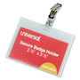 Universal Deluxe Clear Badge Holder w/Garment-Safe Clips, 2.25 x 3.5, White Insert, 50/Box (UNV56006) View Product Image