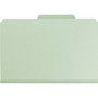 Smead Pressboard Classification Folders, Six SafeSHIELD Fasteners, 2/5-Cut Tabs, 2 Dividers, Legal Size, Gray-Green, 10/Box View Product Image