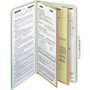 Smead Pressboard Classification Folders, Six SafeSHIELD Fasteners, 2/5-Cut Tabs, 2 Dividers, Legal Size, Gray-Green, 10/Box View Product Image