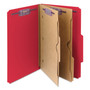 Smead 6-Section Pressboard Top Tab Pocket Classification Folders, 6 SafeSHIELD Fasteners, 2 Dividers, Legal Size, Bright Red, 10/BX View Product Image