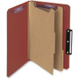 Smead Pressboard Classification Folders, Six SafeSHIELD Fasteners, 1/3-Cut Tabs, 2 Dividers, Legal Size, Red, 10/Box View Product Image