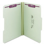 Smead Recycled Pressboard Fastener Folders, 1/3-Cut Tabs, Two SafeSHIELD Fasteners, 1" Expansion, Legal Size, Gray-Green, 25/Box View Product Image