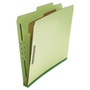 Universal Four-Section Pressboard Classification Folders, 2" Expansion, 1 Divider, 4 Fasteners, Letter Size, Green Exterior, 10/Box View Product Image