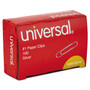 Universal Paper Clips, #1, Smooth, Silver, 100 Clips/Box, 10 Boxes/Pack, 12 Packs/Carton (UNV72210CT) View Product Image