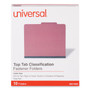Universal Bright Colored Pressboard Classification Folders, 2" Expansion, 2 Dividers, 6 Fasteners, Letter Size, Ruby Red, 10/Box View Product Image