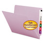 Smead Shelf-Master Straight Tab Cut Letter Recycled End Tab File Folder - 8 1/2" x 11" - 3/4" Expansion - 11 pt. - 2 Plys - Lavender Product Image 