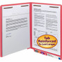Smead Heavyweight Colored End Tab Fastener Folders, 0.75" Expansion, 2 Fasteners, Letter Size, Red Exterior, 50/Box View Product Image