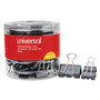 Universal Binder Clips with Storage Tub, (50) Small (0.75"), (10) Medium (1.25"), Black/Silver View Product Image