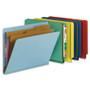 Smead End Tab Pressboard Classification Folders, Six SafeSHIELD Fasteners, 2" Expansion, 2 Dividers, Letter Size, Bright Red, 10/BX View Product Image