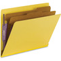 Smead End Tab Pressboard Classification Folders, Six SafeSHIELD Fasteners, 2" Expansion, 2 Dividers, Letter Size, Yellow, 10/Box View Product Image