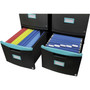 Storex Two-Drawer Mobile Filing Cabinet, 2 Legal/Letter-Size File Drawers, Black/Teal, 14.75" x 18.25" x 26" View Product Image
