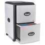 Storex Mobile Filing Cabinet with Metal Siding and Top-Drawer Organizer Tray, 2 Letter File Drawers, Silver/Black, 19" x 15" x 23" View Product Image