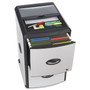 Storex Mobile Filing Cabinet with Metal Siding and Top-Drawer Organizer Tray, 2 Letter File Drawers, Silver/Black, 19" x 15" x 23" View Product Image