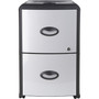 Storex Mobile Filing Cabinet with Metal Siding and Top-Drawer Organizer Tray, 2 Letter File Drawers, Silver/Black, 19" x 15" x 23" View Product Image