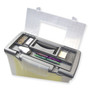 Storex Portable Letter/Legal Filebox with Organizer Lid, Letter/Legal Files, 14.5" x 10.5" x 12", Clear/Silver View Product Image