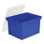 Storex Plastic File Tote, Letter/Legal Files, 18.5" x 14.25" x 10.88", Blue/Clear View Product Image